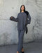 WOMEN KNITTED DISTRESSED CO-ORD SET - GREY